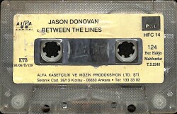 Jason Donovan - Between The Lines Kaset (Sarı Bandrol - İkinci El) KST27853 - 1