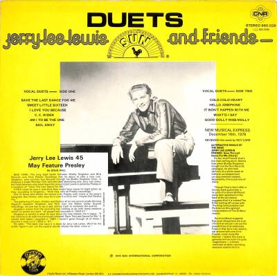 Jerry Lee Lewis And Friends – Duets (1978 - Holland) LP PLK19001 - 2