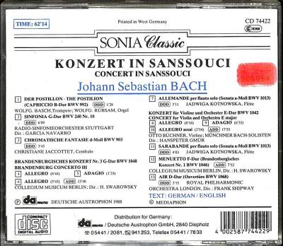 Johann Sebastian Bach *Konzert In Sanssouci * ( İkinci El ) CD Müzik CD1619 - 2