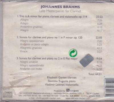 Johannes Brahms -Late Masterpieces For Clarinet (Sıfır Ürün) CD Müzik CD868 - 4