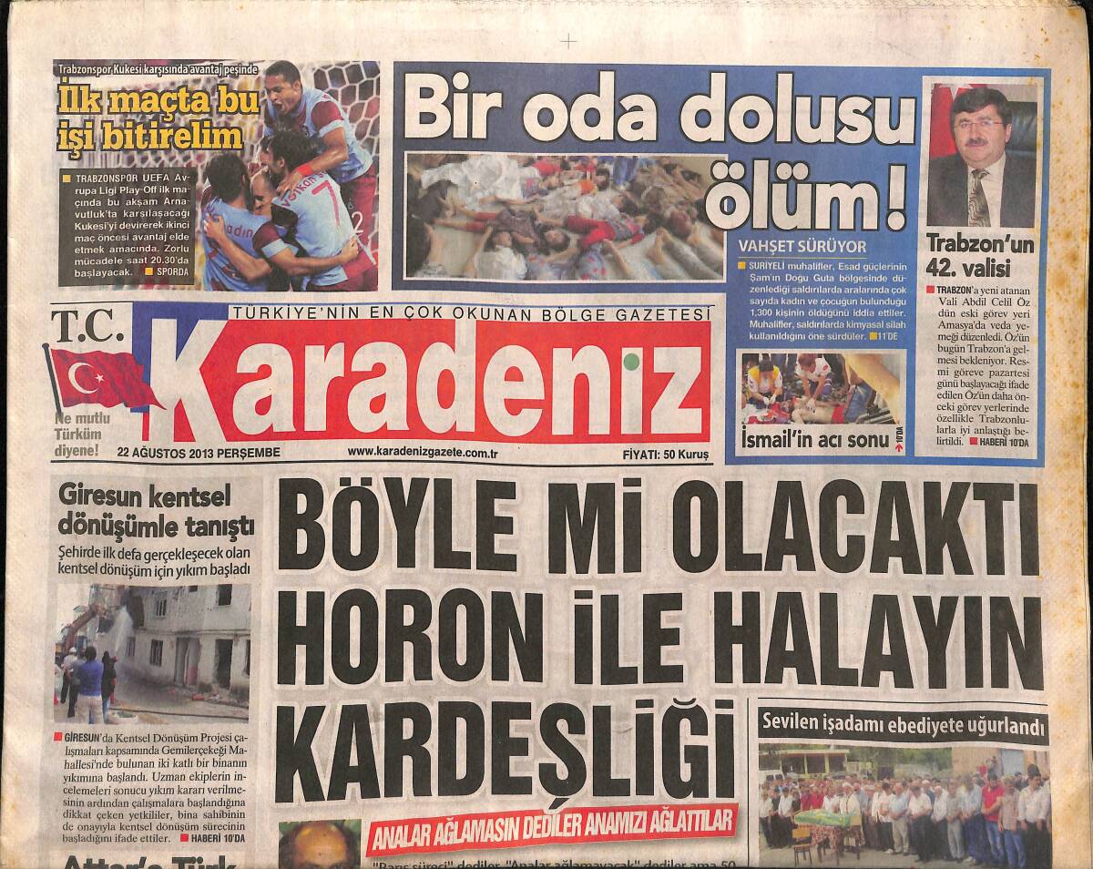 Karadeniz Gazetesi 22 Ağustos 2013 - Böyle Mi Olacaktı Horon İle Halayın Kardeşliği - Giresun Üniversitesi'ne Kosova'dan Ödül GZ154911 - 1