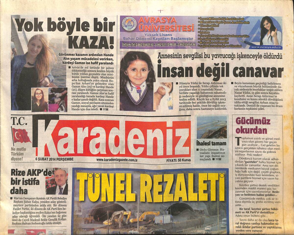 Karadeniz Gazetesi 6 Şubat 2014 - Rize AKP'de Bir İstifa Daha - Çalımbay: Rize Ortak Sevdamız GZ154913 - 1