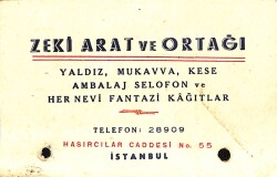 Kartvizit - 1935 Zeki Arat Ve Ortağı İşyeri Tanıtım Kartı EFM7498 - 1