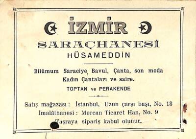 Kartvizit - 1937 İzmir Saraçhanesi Hüsameddin İşyeri 2 Kuruşluk Damga Pullu EFM7496 - 1