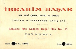 Kartvizit - İbrahim Başar .Çanta Bavul Sandık Toptan Ve Perakende Satış Evi İş Yeri Kartı EFM7508 - 1