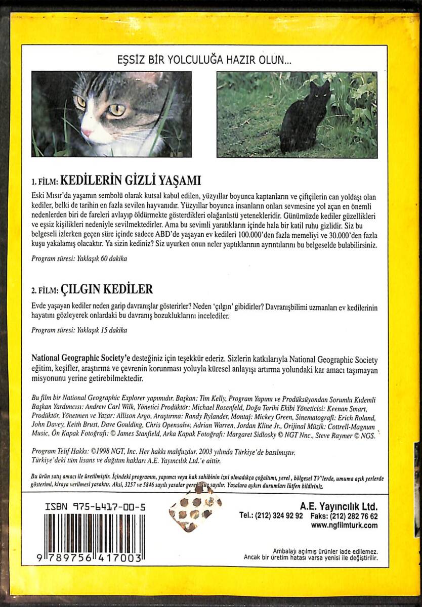 Kedilerin Gizli Yaşamı / Çılgın Kediler (National Geographic) VCD (İkinci El) DVD2594 - 2