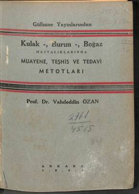 Kulak Burun Boğaz Hastalıklarında Muayene Teşhis Ve Tedavi Metotları KTP2441 - 1