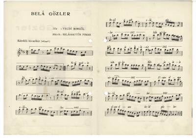 Kurdili Hicazkar Şarkı - Bela Gözler Nota Kitapçığı EFM1964 - 3