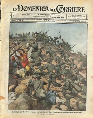 La Domenica del Corriere (Anno XIV, No 10, 10-17 Marzo 1912) - 27 Şubat Muharebesi Humus yakınlarındaki Mergheb tepelerinin süngü fethi Türkler Ve Araplar NDR70088 - 1