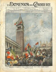 La Domenica del Corriere (Anno XIV, No 18, 5-12 Maggio 1912)-25 Nisanda Venedikteki San Marco Çan Kulesinin Açılışı, Güvercinlerin Uçuşu ve Svenfolio Bayrakları NDR70182 - 1