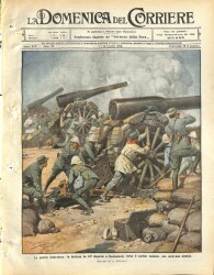 La Domenica del Corriere (Anno XIV, No 27, 7-14 Luglio 1912)-İtalyan-Türk Savaşı Tunus Sınırına Doğru Bu-Kameçte Dağılan 149 Bataryası, Bir Düşman Kervanı NDR70178 - 1