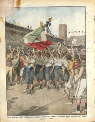 La Domenica del Corriere (Anno XIV, No 29, 21-28 Luglio 1912)-Misratanın Alınması İçin Arapların Öfkeli Saldırısına Direnen Alp Birliklerinin Meydanı NDR70180 - 2