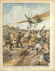 La Domenica del Corriere (Anno XIV, No 38, 22-29 Settembre 1912)-Misratada düşmana 100 metre mesafede yaralanan Kaptan Piscicelli, iki asker tarafından kurtarıldı NDR70183 - 2