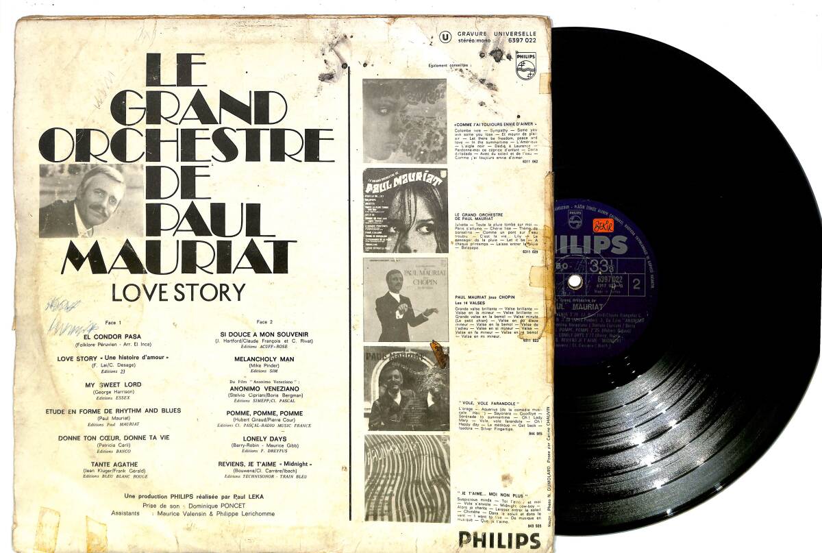 Le Grand Orchestre De Paul Mauriat - Love Story - Du Film LP Plak (10/7.5) PLK24369 - 2