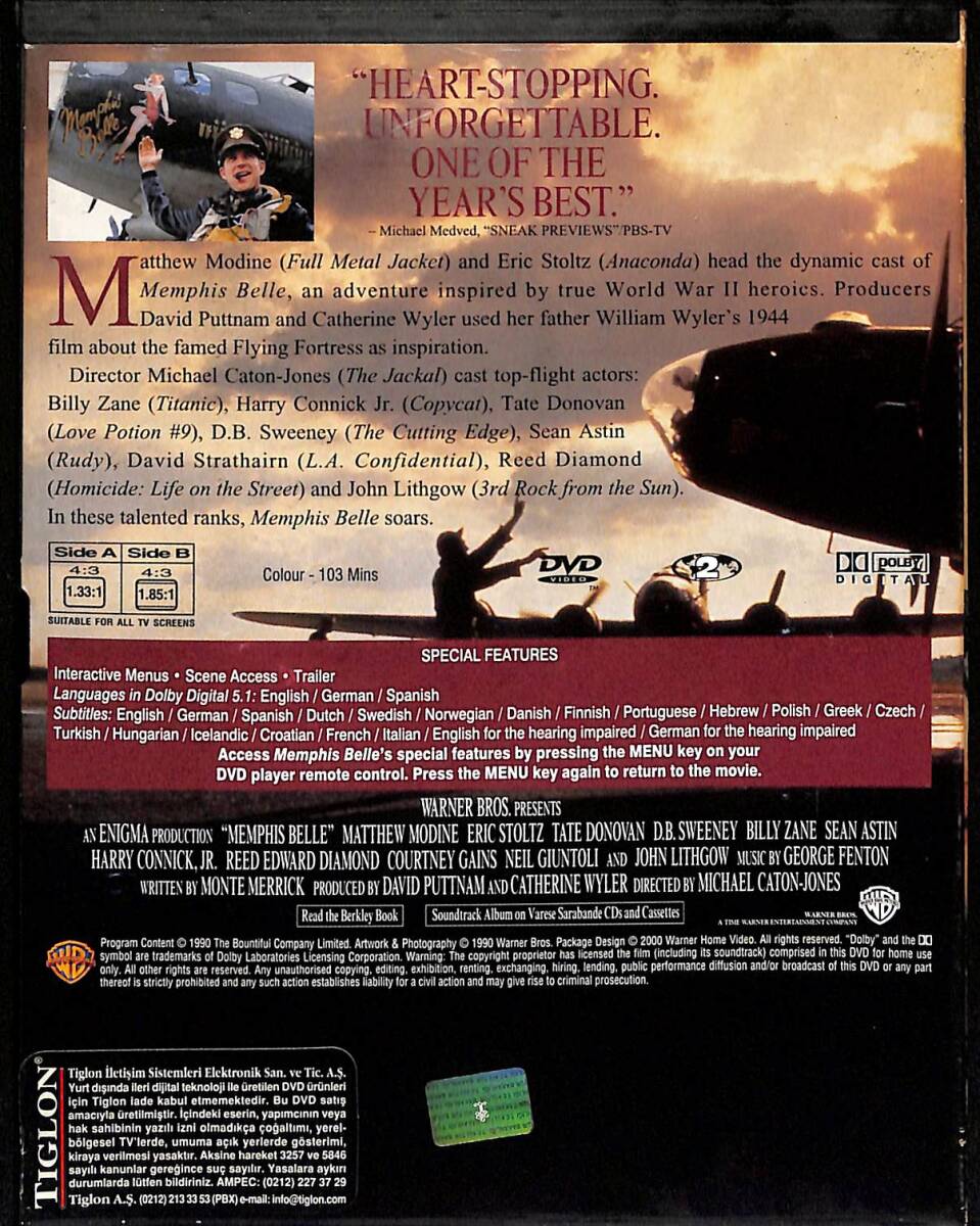 Memphis Belle DVD Film (İkinci El) DVD2581 - 2