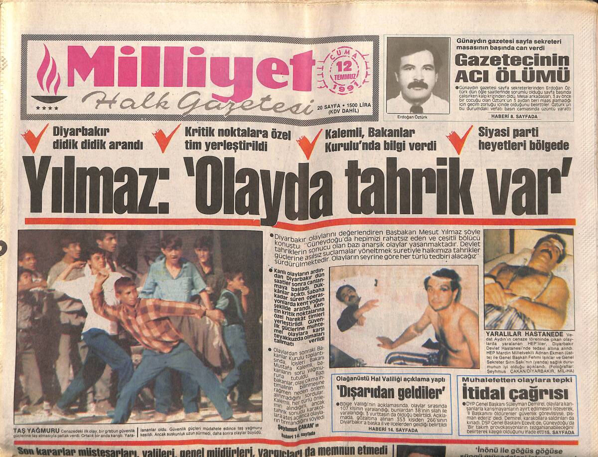 Milliyet Gazetesi 12 Temmuz 1991 - Özal'ın Dışarıdan Getirdiği Bürokratlara Lüks Yaşam Suçlaması GZ150813 - 1