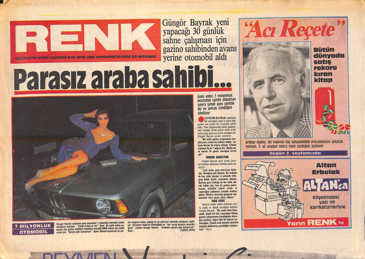 Milliyet Gazetesi Renk Eki 20 Ekim 1984 - Güngör Bayrak Avans Yerine Araba Aldı - Sultan'ın Bebeği Depremde Geldi GZ156339 - 1