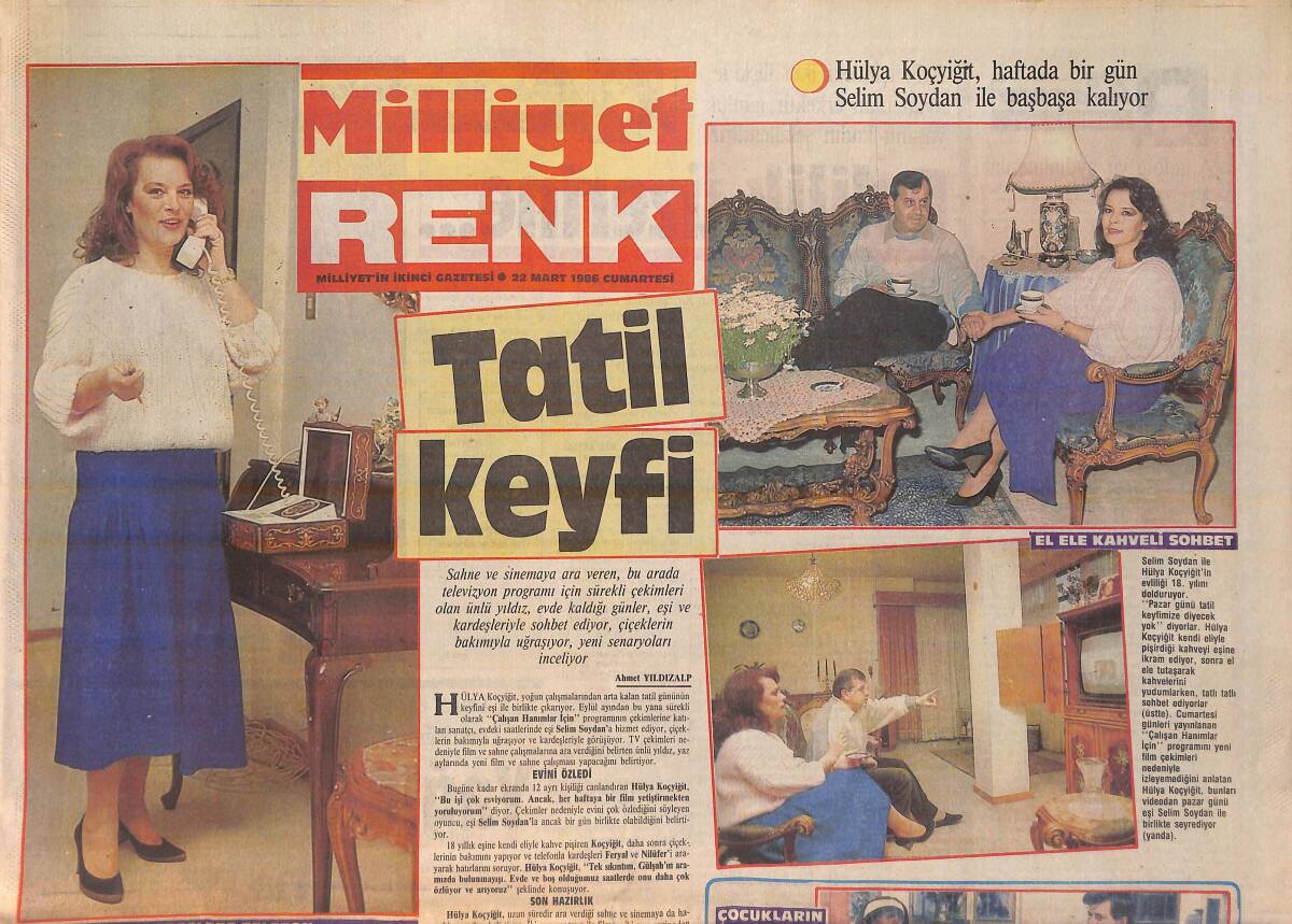 Milliyet Gazetesi Renk Eki 22 Mart 1989 - Hülya Koçyiğit Haftada Bir Gün Selim Soydan İle Baş Başa Kalıyor - Gülşen Bubikoğlu İle Zeynep Zirvede GZ156171 - 1