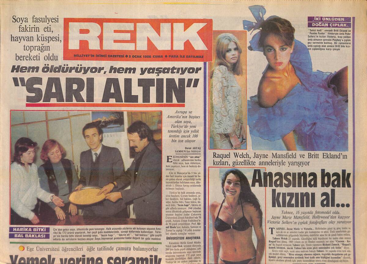 Milliyet Gazetesi Renk Eki 3 Ocak 1986 - Moda Dünyasının Kirli Çamaşırları - Ege Üniversitesi Öğrencileri Öğle Tatilinde Çamura Bulanıyor GZ156368 - 1