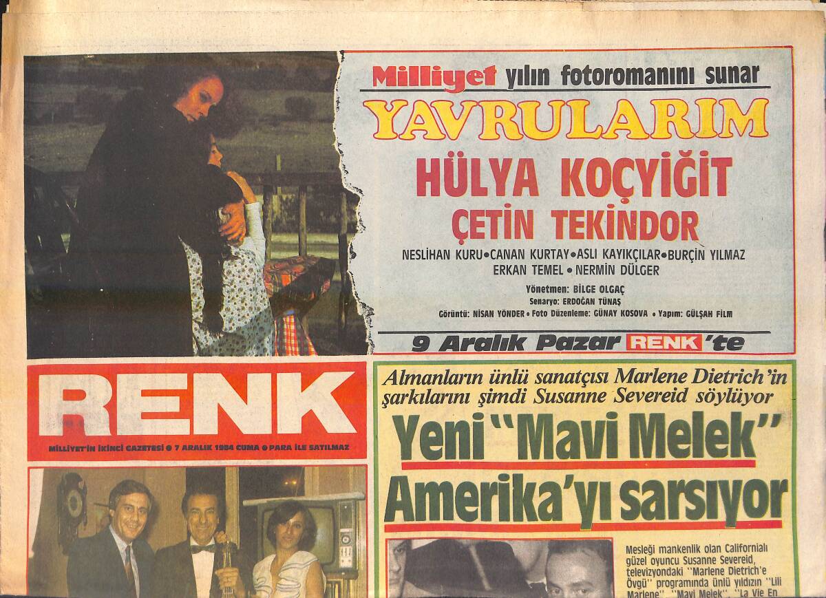 Milliyet Gazetesi Renk Eki 7 Aralık 1984 - Yeni Mavi Melek Amerika'yı Sarsıyor GZ156241 - 1