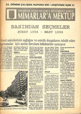 Mimarlara Mektup Basından Seçmeler Şubat 1994-Mart 1996 DRG399 - 1