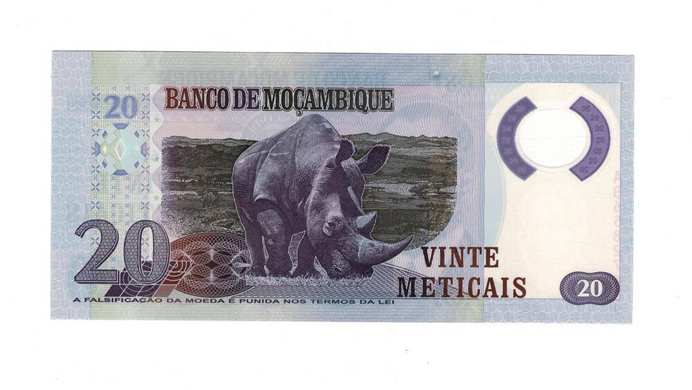 Mozambik 20 Meticais Polymer 2017 Çil YKP7855 - 2