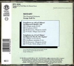 Mozart Symphonies No 40 & 41 Jupiter The Cleveland Orchestra George Szell CD (İkinci El) CD3681 - 2