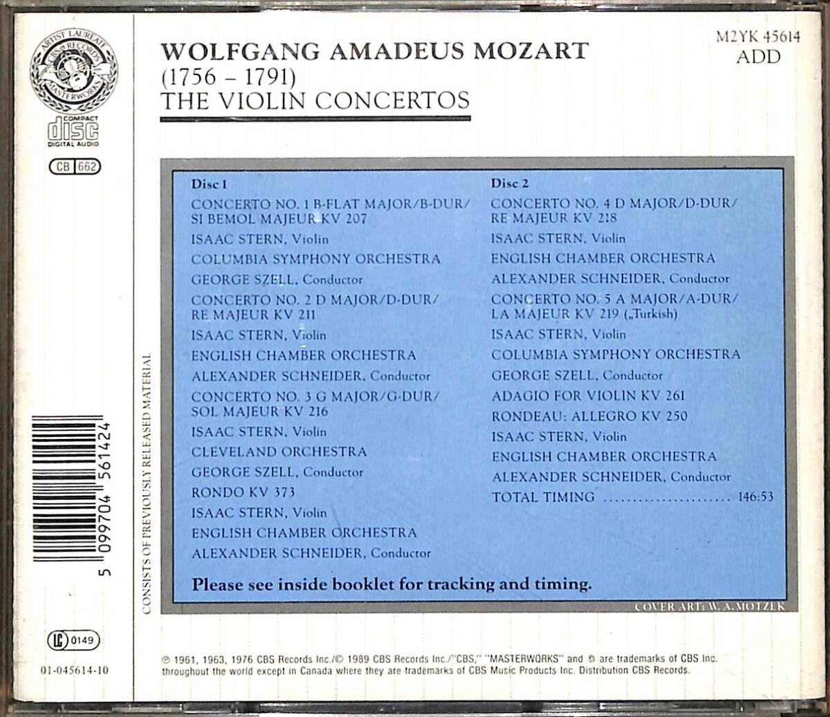 Mozart - The Violin Concertos CD (İkinci El) CD3692 - 2