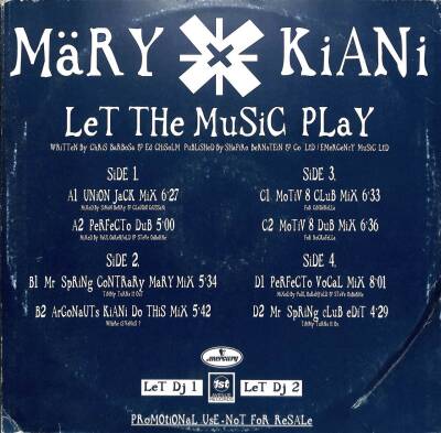 Märy Kiani – Let The Music Play 1996 UK House, Euro House Double LP (109) PLK17811 - 2