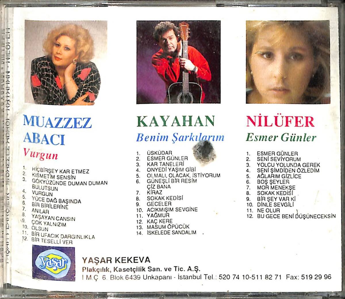 Muazzez Abacı - Vurgun / Kayahan - Benim Şarkılarım / Nilüfer - Esmer Günler CD (İkinci El) CD3713 - 2