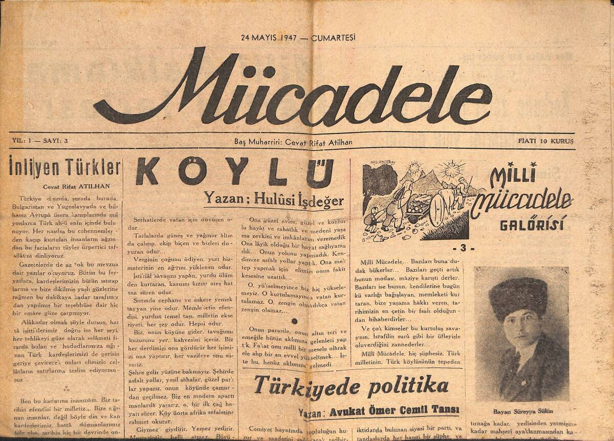 Mücadele Gazetesi 24 Mayıs 1947 - Türkiye'de Politika - Tarih Gözüyle Türk GZ136725 - 1