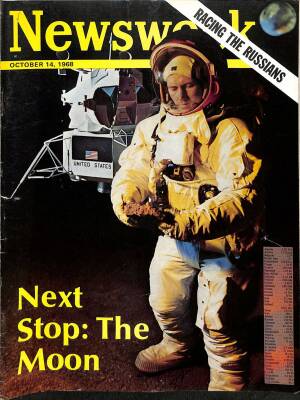 Newsweek 14 October 1968 - Next Stop The Moon, John Gleen, Shepard, Humphrey, Charlotte NDR84694 - 1