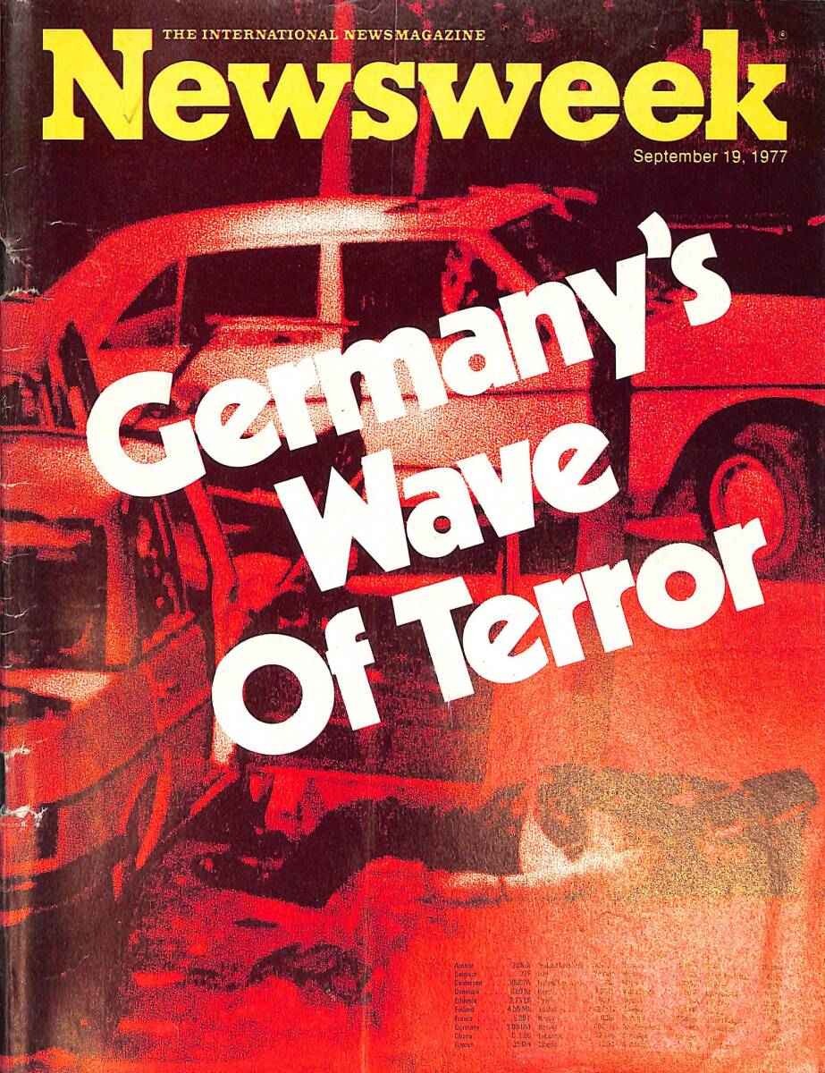 Newsweek 19 September 1977 - Germany's Wave Of Terror, Albert Speer, Arik Sharon NDR88184 - 1