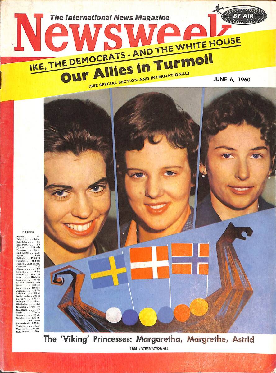 Newsweek 6 June 1960 - The Viking Princesses: Margaretha, Margrethe, Astrid NDR88187 - 1