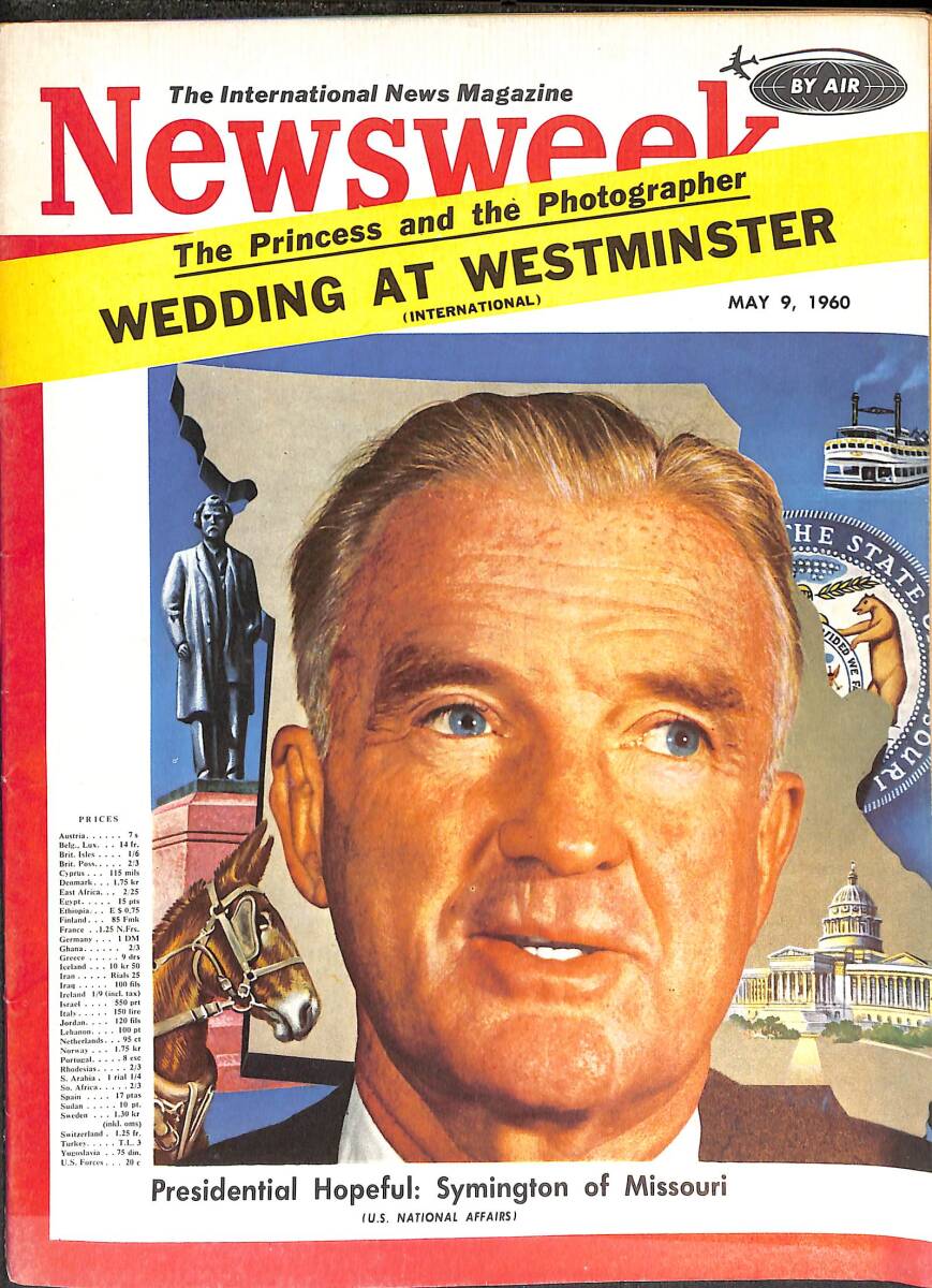 Newsweek 9 May 1960 - Symington of Missouri, Ernest K.Lindley NDR88188 - 1