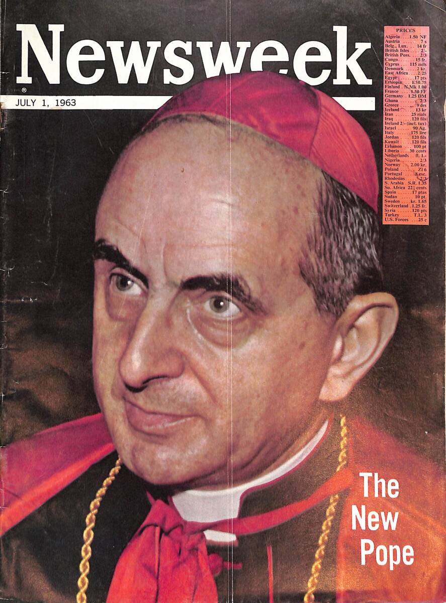 Newsweek Magazine 1 July 1963 - The New Pope, Emmet John Hughes, Robert Kennedy NDR88202 - 1