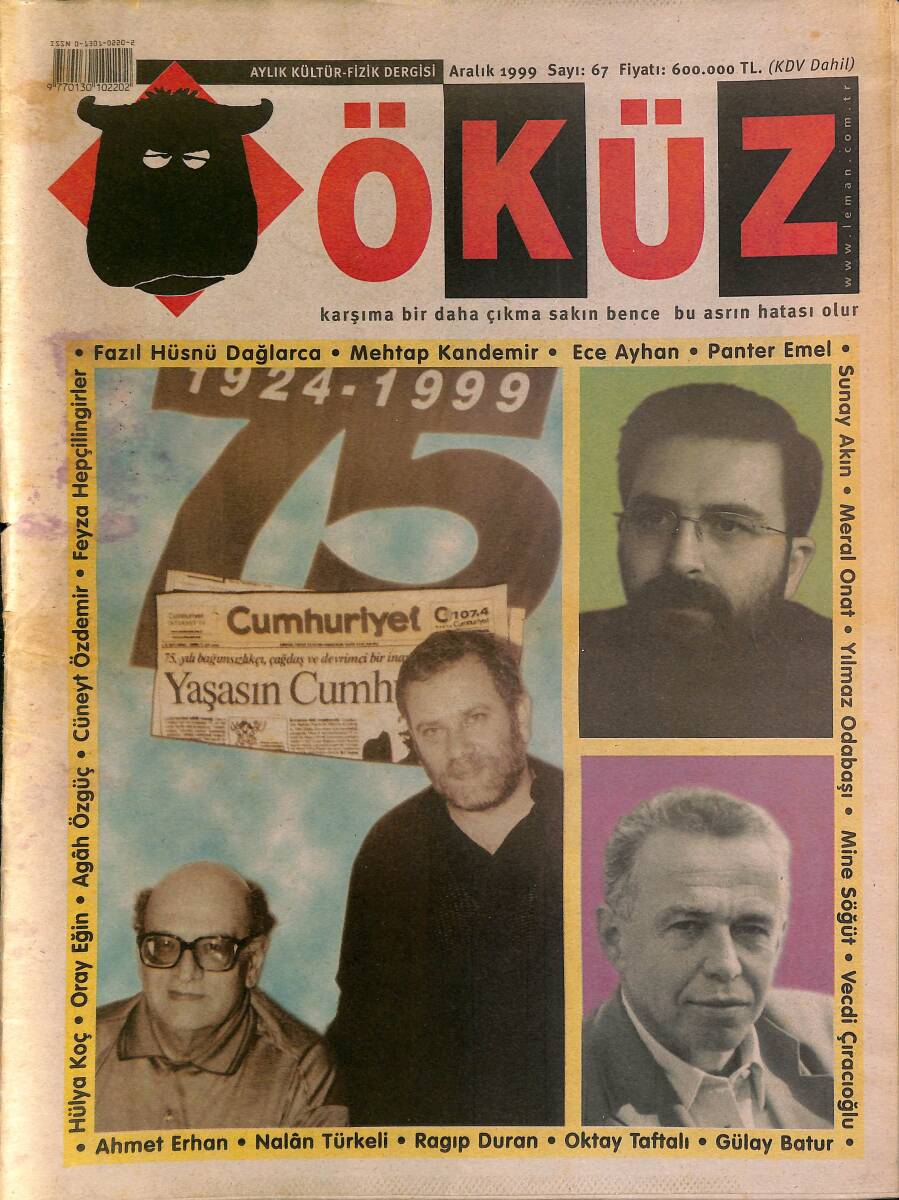 Öküz Aylık Kültür-Fizik Dergisi Aralık 1999 Sayı : 67 NDR89574 - 1