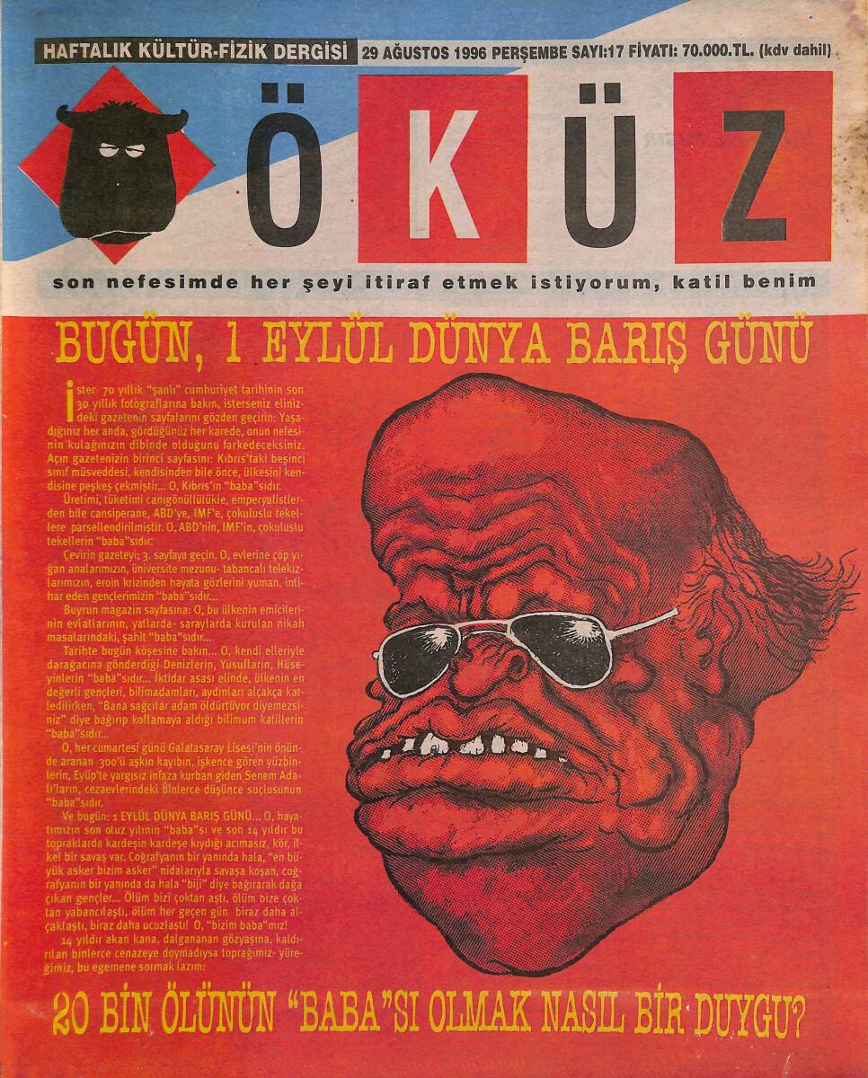 Öküz Haftalık Kültür-Fizik Dergisi 29 Ağustos 1996 Sayı : 17 NDR89599 - 1