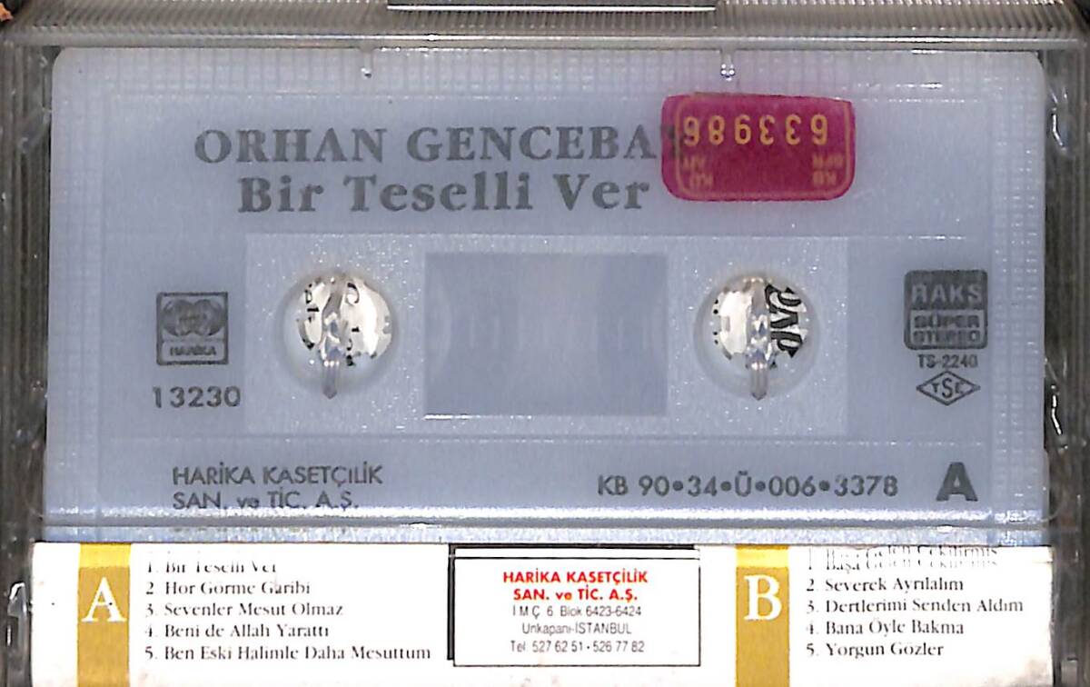 Orhan Gencebay - Bir Teselli Ver (Bordo Bandrol - İkinci El) Kaset KST26602 - 2