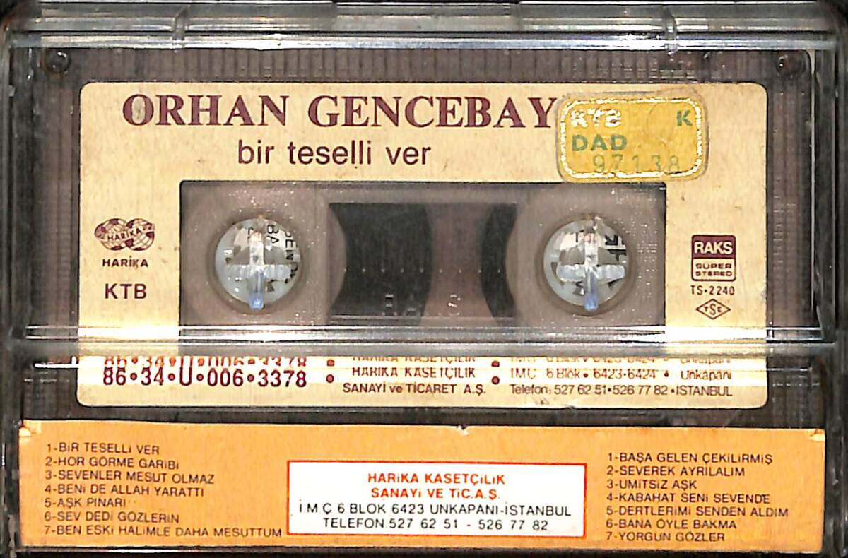 Orhan Gencebay - Bir Teselli Ver (Sarı Bandrol-İkinci El) Kaset 