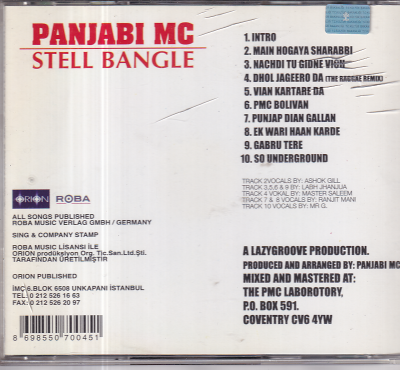 Panjabı Mc *Stell Bangle * ( İkinci El ) CD Müzik CD1468 - 2