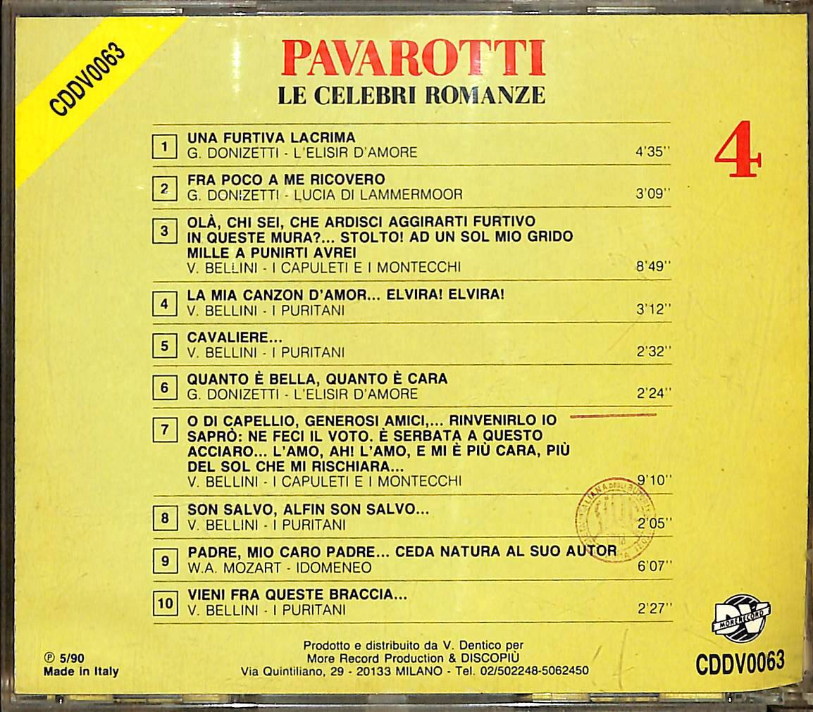 Pavarotti - Le Celebri Romanze 4 CD (İkinci El) CD3726 - 2