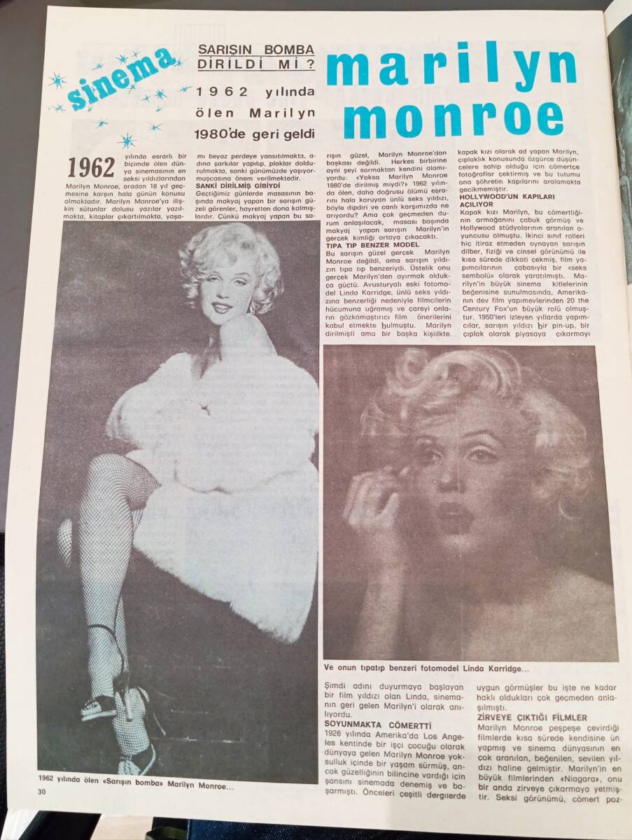 Pirelli Aylık Mecmua Sayı 199 - Nisan 1981 - Marilyn Monroe - Barış Manço - Kadir İnanır - Perihan Savaş - Nazan Şoray NDR88073 - 3