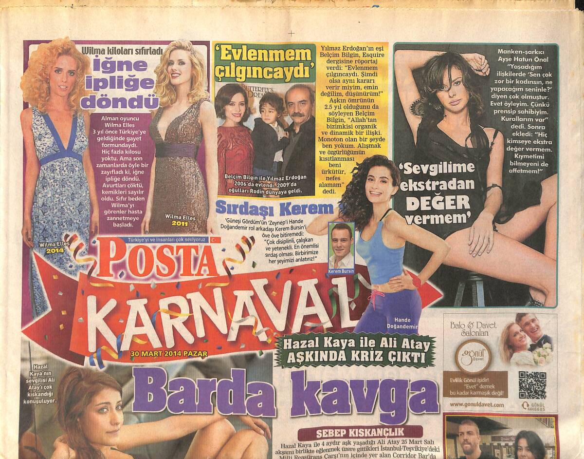 Posta Gazetesi Karnaval Eki 30 Mart 2014 - Hande Doğandemir, Kerem Bursin'i Öve Öve Bitiremedi - Yılmaz Erdoğan 