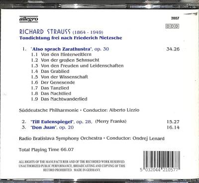 Richard Strauss (Also Sprach Zarathustra) (CD Sıfırdır) CD22855 - 8