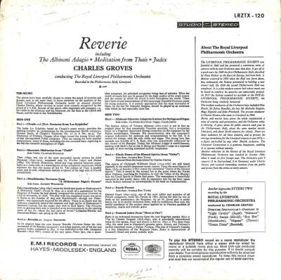 Royal Liverpool Philharmonic Orchestra, Charles Groves – Reverie 1968 Turkey LP (108.5) PLK17463 - 2