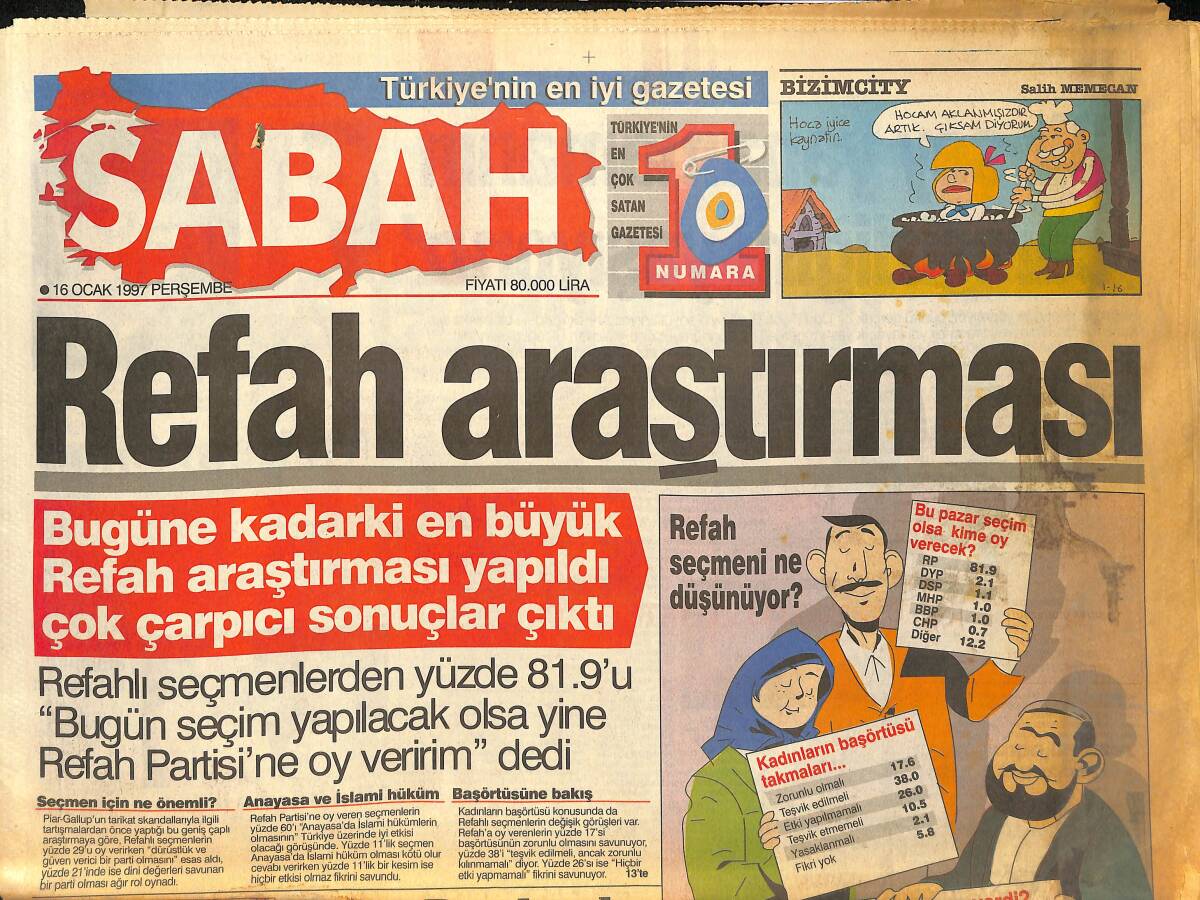 Sabah Gazetesi 16 Ocak 1997 - Said Nursi'nin Mezarı Isparta'da - Verem İlacı Karaborsa ! GZ155433 - 1