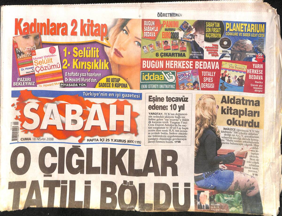 Sabah Gazetesi 18 Nisan 2008 - Ağızdan Apandisit Ameliyatı Yapıldı - 21 Yıllık Eşini Bıraktı Kaynanayla Yaşıyor - Beşiktaş'ta Yaprak Dökümü GZ154468 - 1