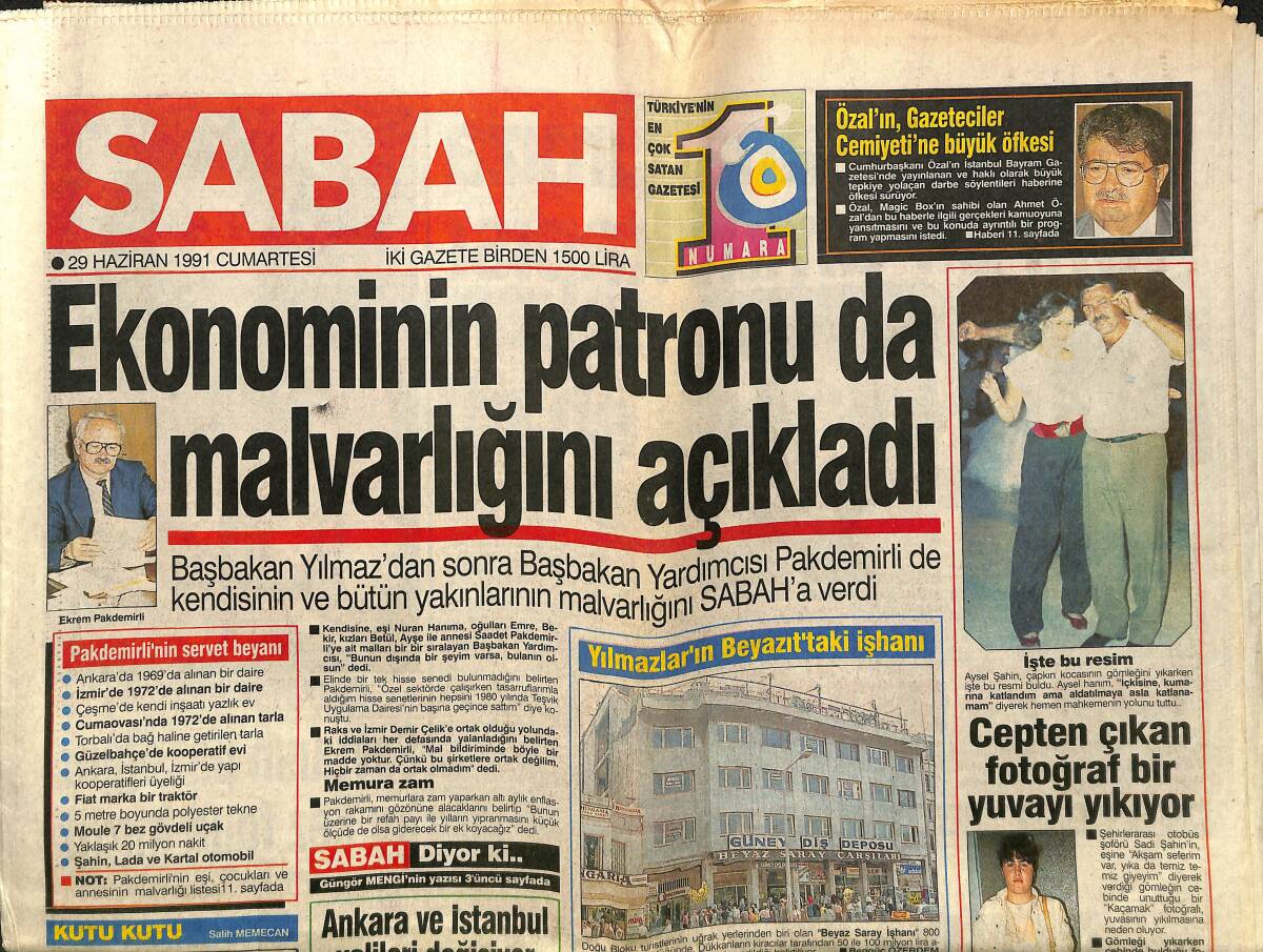 Sabah Gazetesi 29 Haziran 1991 - Yugoslav Jetleri Türk İşçi Konvoyunu Vurdu - Yasemin Evcim Köşeyi Döndü GZ150216 - 1