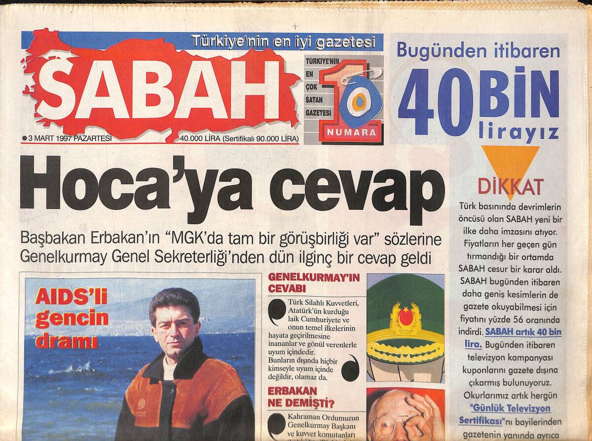 Sabah Gazetesi 3 Mart 1997 - Tanju Çolak Antrenör Olma Savaşı Veriyor - Liz , Yine Hastaneye Yatırıldı GZ155509 - 1